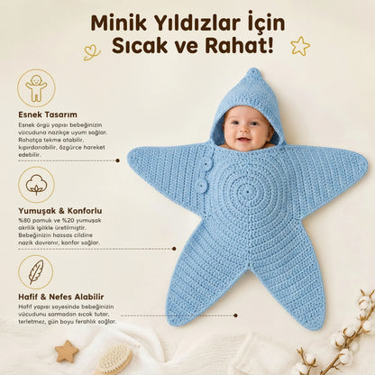Minik Yıldız El Örgüsü Bebek Yatağı