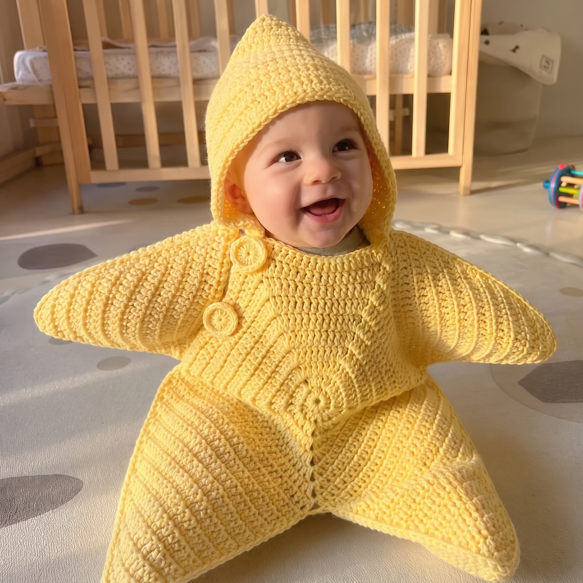 Minik Yıldız El Örgüsü Bebek Yatağı