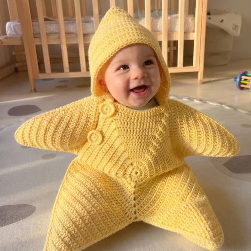 Minik Yıldız El Örgüsü Bebek Yatağı